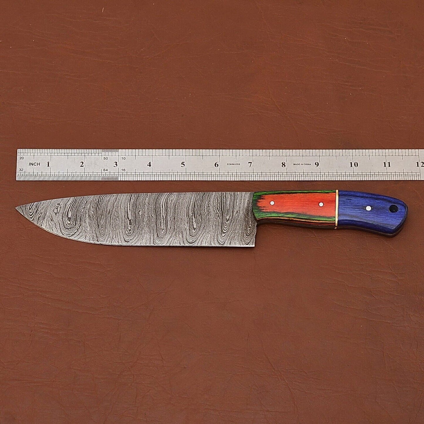 7" Chef Fillet Knife with Pakka Wood Handle & Leather Sheath