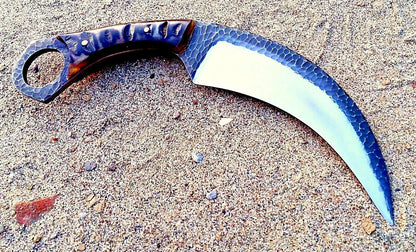 10.0" Custom Hand Forged D2 Steel Best Karambit Knife Hunting Knife with Sheath