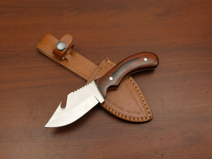 8" Handmade Skinner Knife | AUS-8 Steel Blade | Hardwood Handle | Hunting & Outdoor