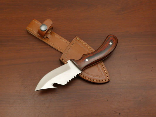 8" Handmade Skinner Knife | AUS-8 Steel Blade | Hardwood Handle | Hunting & Outdoor