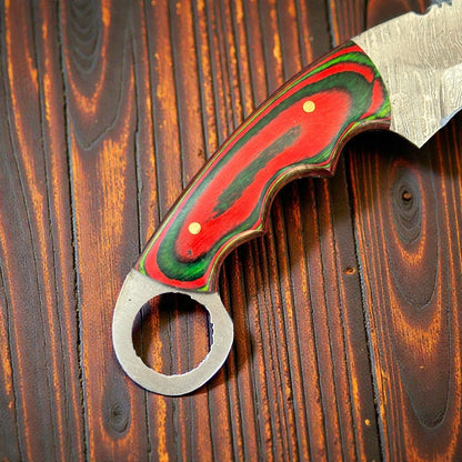 7.25" Damascus Karambit Damascus Steel Karambit Best Hunting Knife With Wood Handle