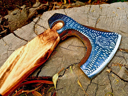 Handmade High Carbon Steel Vikings Axe | Hatchet with Leather Grip