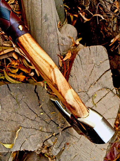 Handmade High Carbon Steel Vikings Axe | Hatchet with Leather Grip
