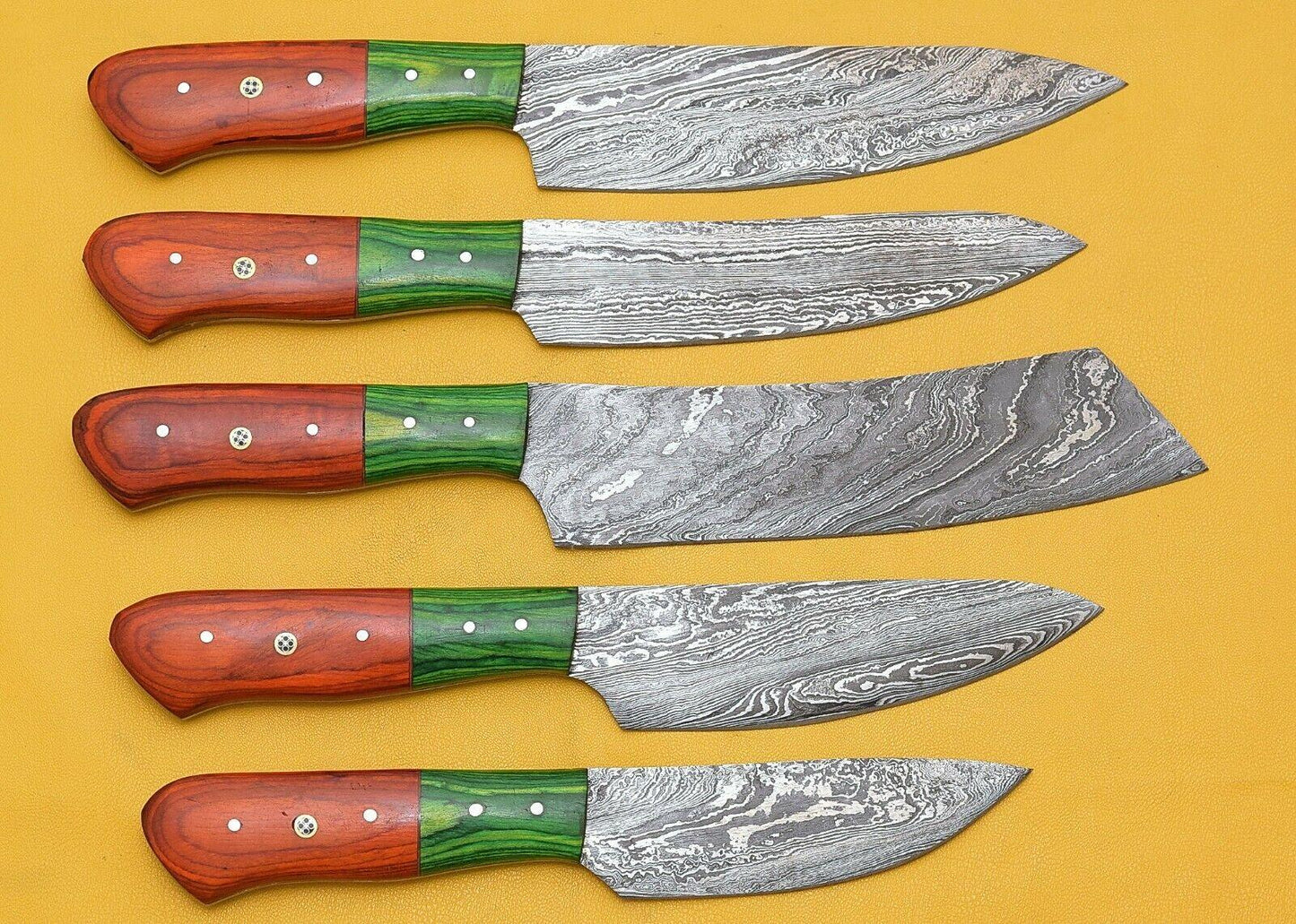 Handmade Damascus Chef Knife Set – 256-Layer Steel with Pakka Wood Handle