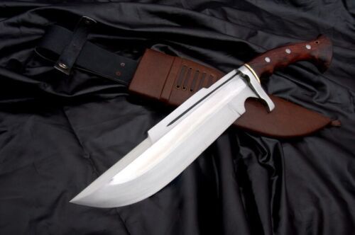 17" Custom Handmade D2 Tool Steel Heavy Duty Survival Hunting Bowie Knife with Leather Sheath