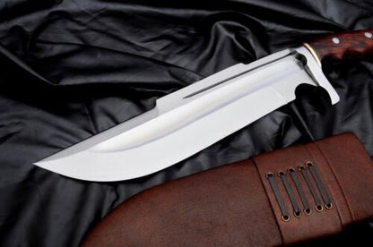 17" Custom Handmade D2 Tool Steel Heavy Duty Survival Hunting Bowie Knife with Leather Sheath