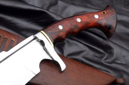 17" Custom Handmade D2 Tool Steel Heavy Duty Survival Hunting Bowie Knife with Leather Sheath