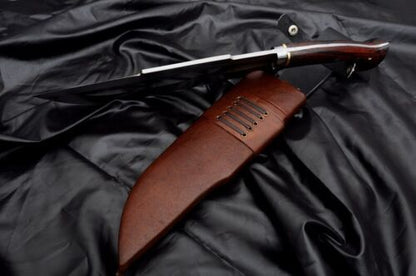 17" Custom Handmade D2 Tool Steel Heavy Duty Survival Hunting Bowie Knife with Leather Sheath