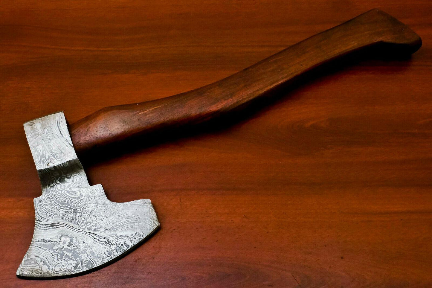 Handmade Damascus Steel Tomahawk Hatchet Axe with Walnut Handle and Leather Sheath – 15 Inch
