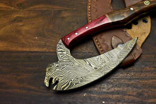 Handmade Damascus Axe Hunting Chopper with Walnut Wood Handle | Custom Damascus Steel Axe Knife