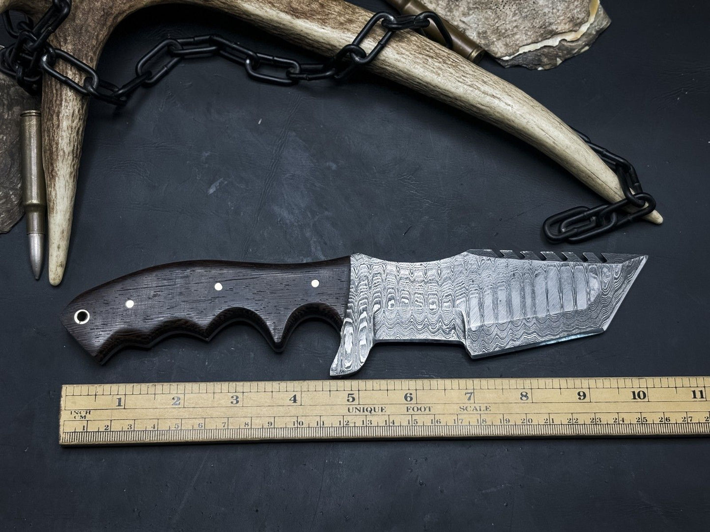 Handmade Damascus Steel Hunting Tracker EDC Knife