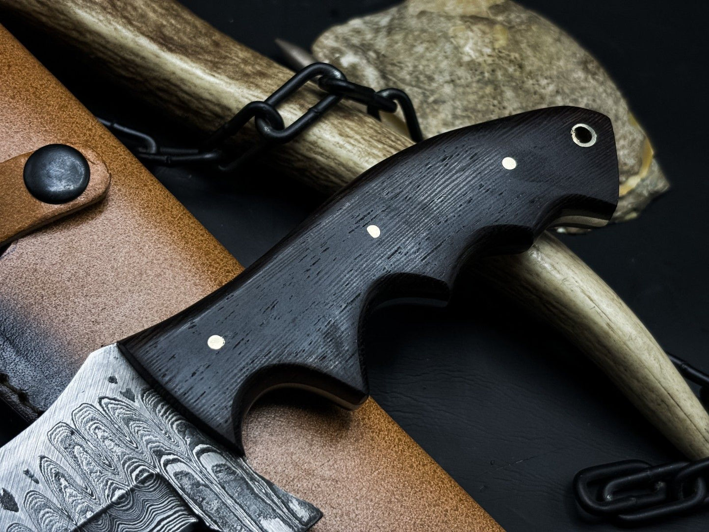 Handmade Damascus Steel Hunting Tracker EDC Knife