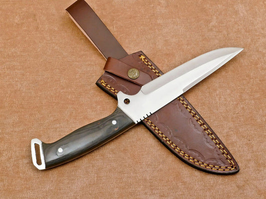Handmade D2 Steel Full Tang Bowie Hunting Camping Knife – Custom Outdoor Survival Blade