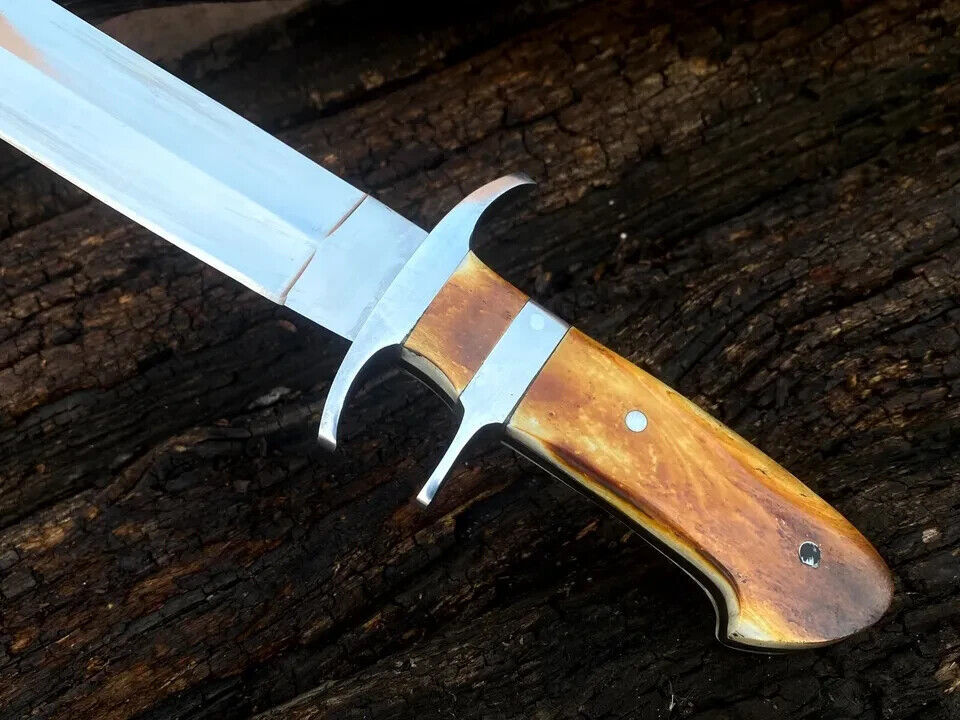 Custom Hand-Forged D2 Steel Hunting Cleaver – Survival Bowie Knife with Leather Sheath