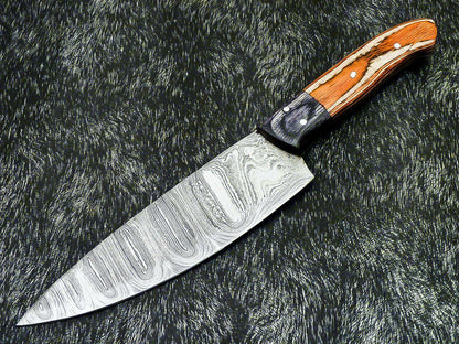 12.0" Handmade Damascus Steel Chef Knife – Professional Kitchen Blade with Hardwood Handle