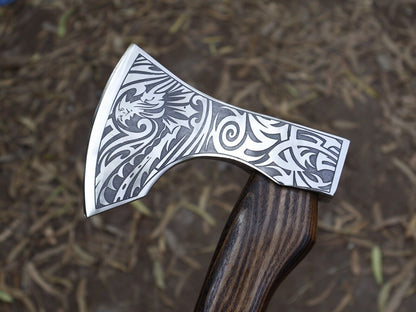 Handmade Viking Axe 18 Inch Carbon Steel Blade with Ash Wood Handle and Leather Sheath