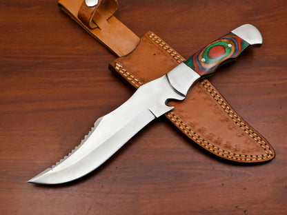 Hand Made D2 Steel 14-Inch Full Tang Bowie Hunting Knife – Steel Guard