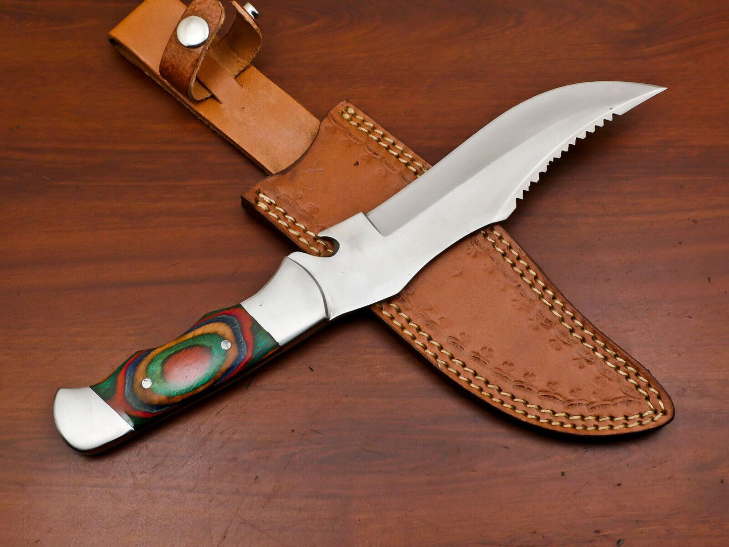 Hand Made D2 Steel 14-Inch Full Tang Bowie Hunting Knife – Steel Guard