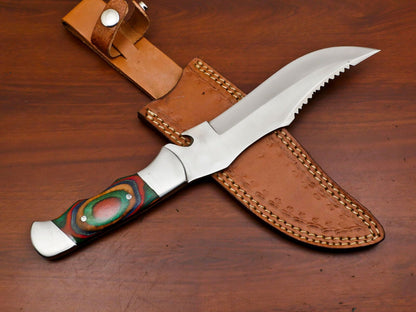Hand Made D2 Steel 14-Inch Full Tang Bowie Hunting Knife – Steel Guard