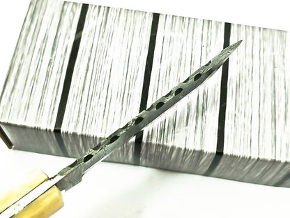 Handmade Damascus Steel Bull Cutter Knife 7" Full Tang Hunting knife with Bone and Wood Handle