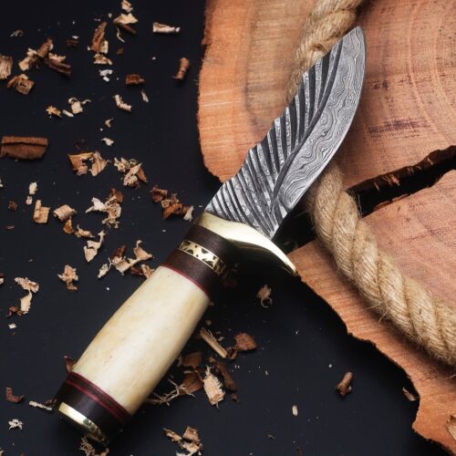 The Frontier Warden: Custom D2 Steel Hunting Knife with Buffalo Horn & Bone