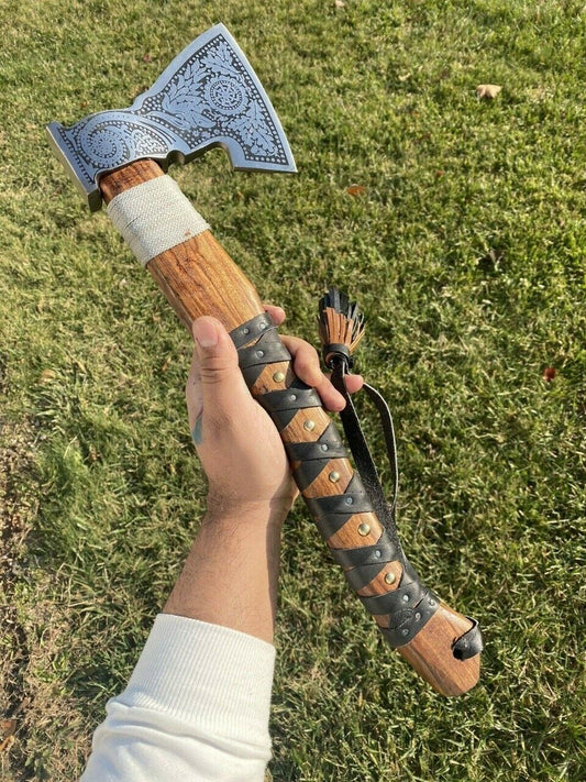 Handmade Viking Tomahawk – Forged High Carbon Steel Integral Axe with Leather Sheath