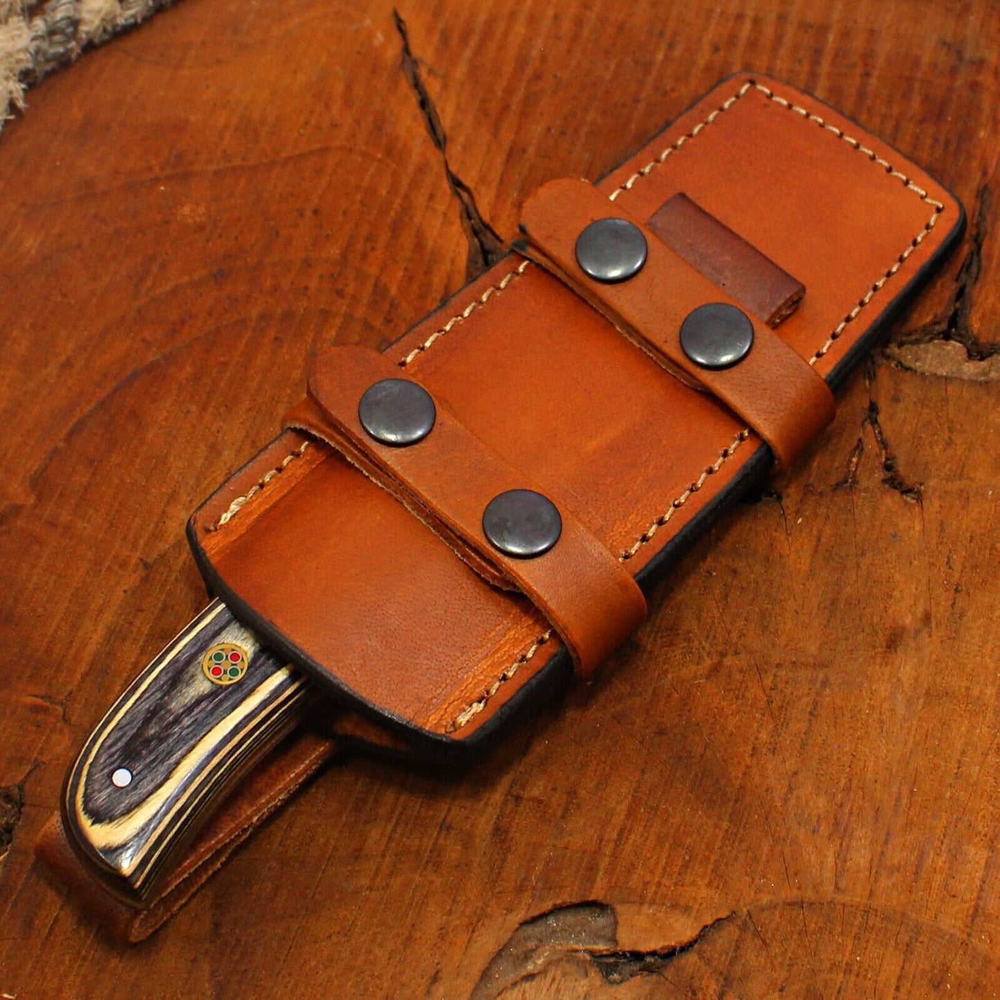 Bull Cutter 8" Best Damascus Steel Bull Cutter Knife Custom Cowboy Bull Knife with Wood Handle