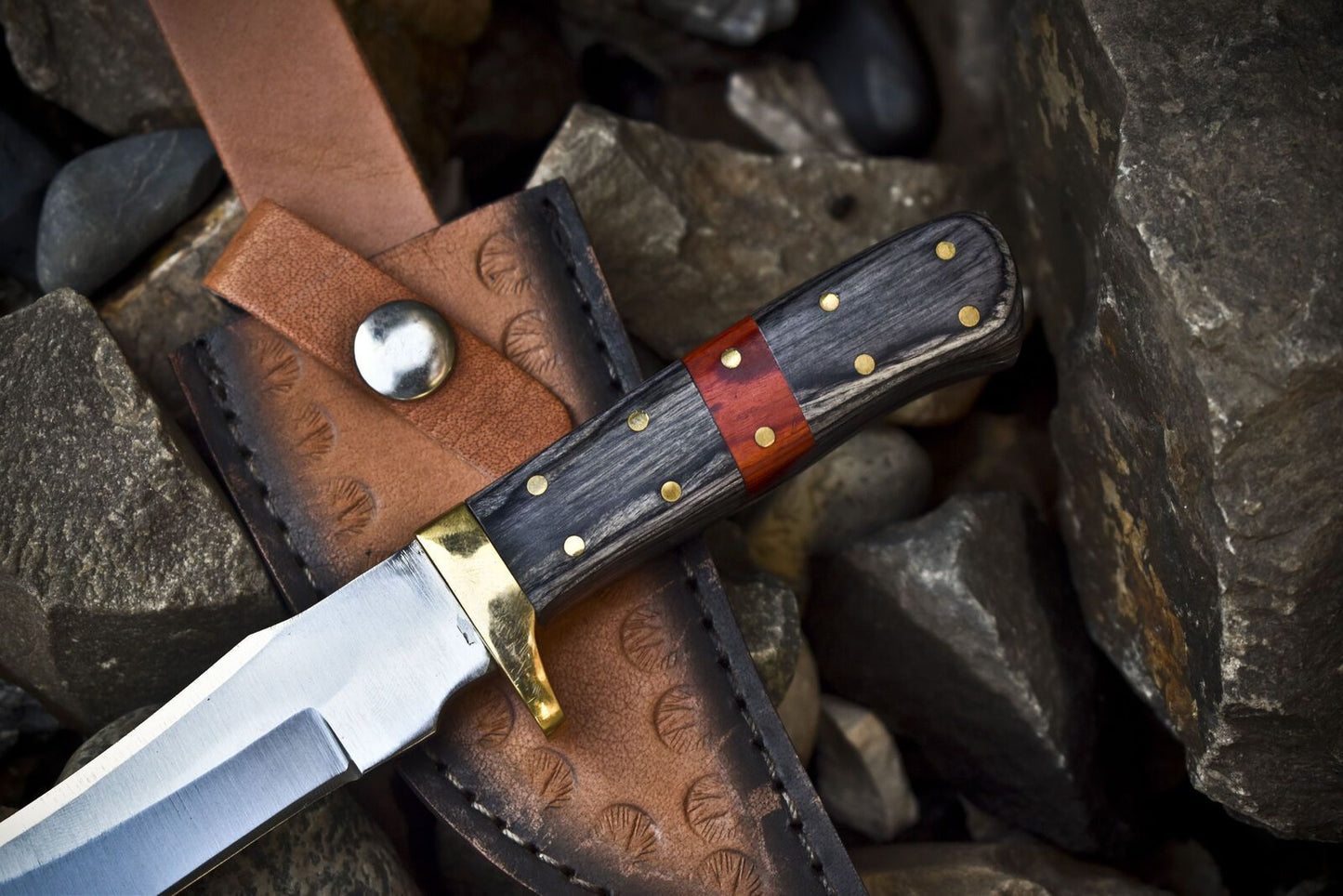 Custom Skinner Knife 440C Steel Hardwood Handle with Brass Guard