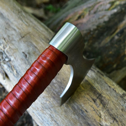 19.5 Inch Handmade Viking Combat Axe with Ash Wood Handle and Leather Sheath