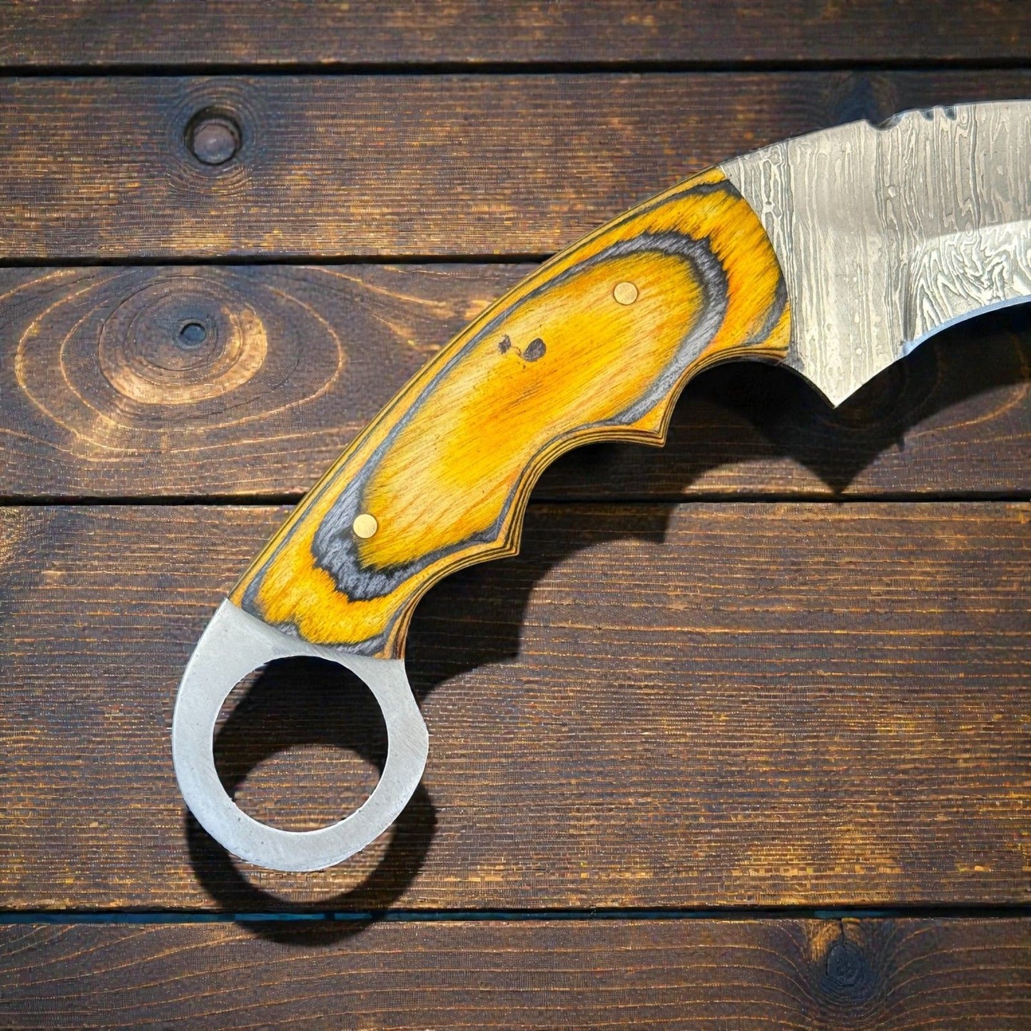 7" Damascus Karambit Damascus Steel Karambit Hunting Knife With Pakkawood Handle