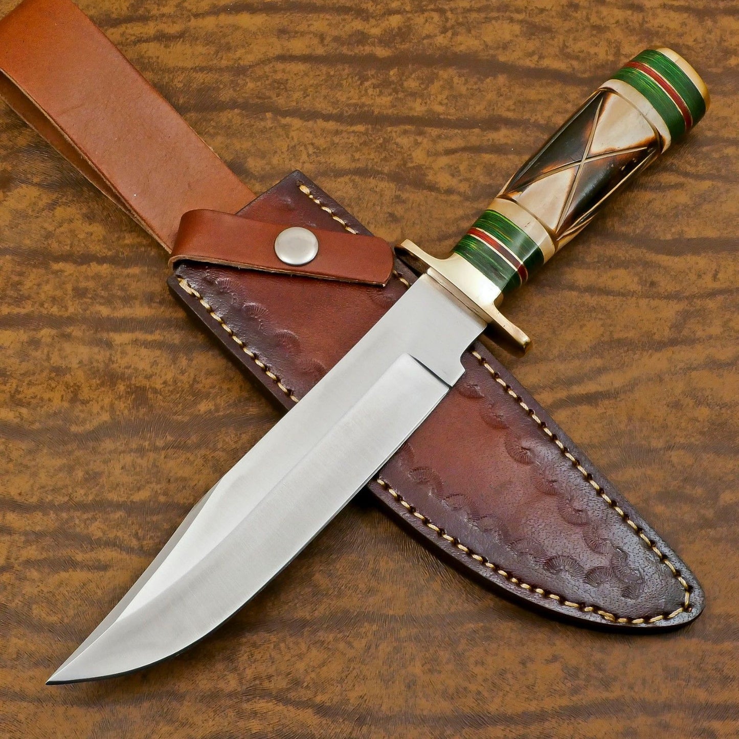 Custom Handmade D2 Steel Bowie Knife – 12-Inch Hunting & Outdoor Adventure Blade
