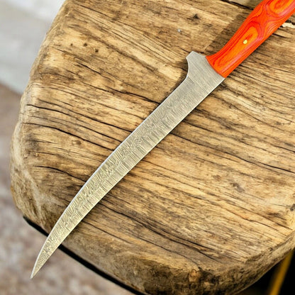 12" Custom Fillet Knife Handmade Damascus Fillet Knife Kitchen Blade