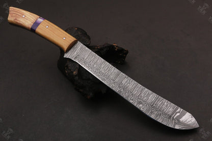 13.5" Custom Handmade Fire Damascus Steel Fillet Knife Damascus Fillet Knife For Kitchen Use