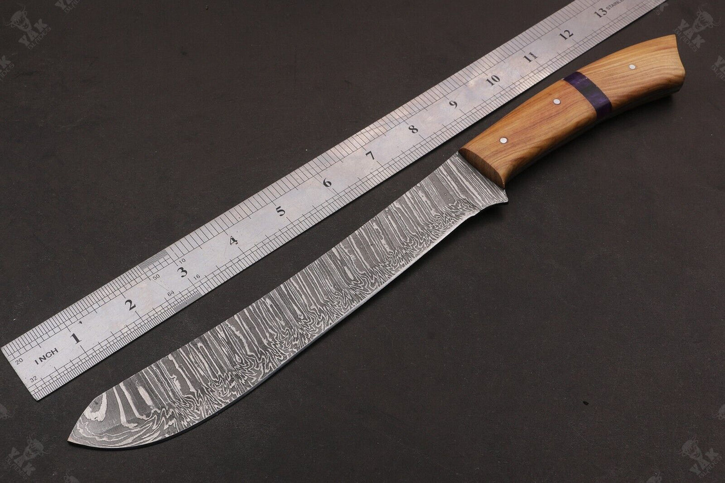 13.5" Custom Handmade Fire Damascus Steel Fillet Knife Damascus Fillet Knife For Kitchen Use