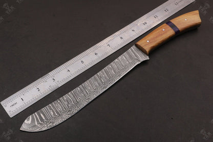 13.5" Custom Handmade Fire Damascus Steel Fillet Knife Damascus Fillet Knife For Kitchen Use