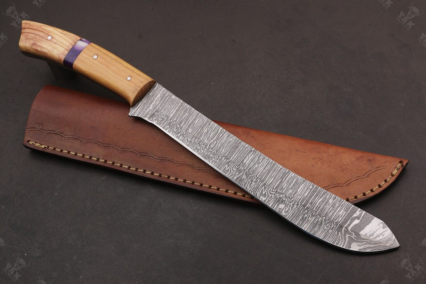 13.5" Custom Handmade Fire Damascus Steel Fillet Knife Damascus Fillet Knife For Kitchen Use