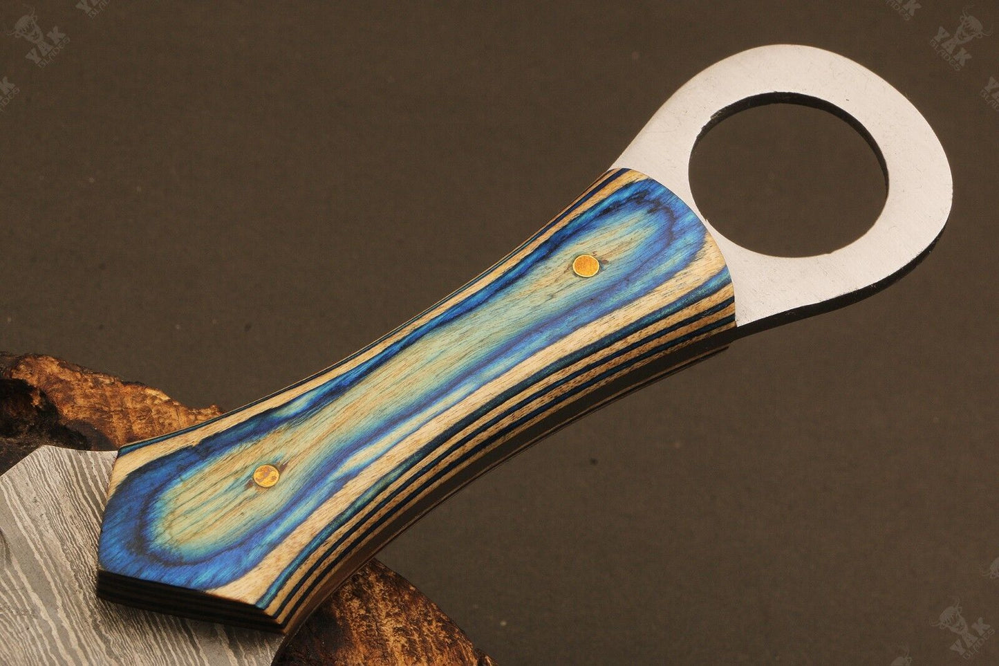 10" Handmade Ladder Damascus Steel Dagger Bowie Knife –  Wood Handle