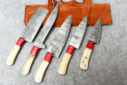 Custom Handmade Forged Damascus Steel Chef Knives Set – Professional Kitchen Knife Set