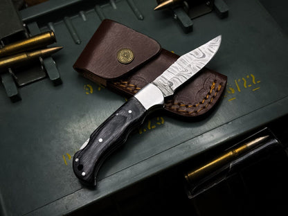 Heritage Forge Damascus Steel Bowie Knife Inch Blade with Leather Sheath