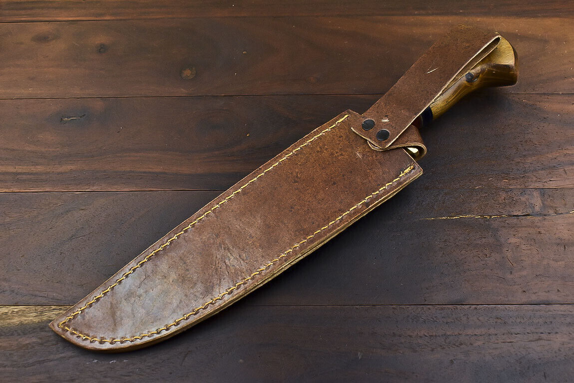 Custom Tactical Damascus Steel Bowie Knife with Walnut Wood Handle