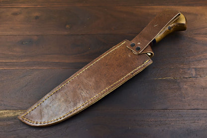 Custom Tactical Damascus Steel Bowie Knife with Walnut Wood Handle
