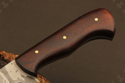 12" Damascus Fillet Knife Hand Forged Fire Damascus Steel Kitchen Knife with Wood Handle