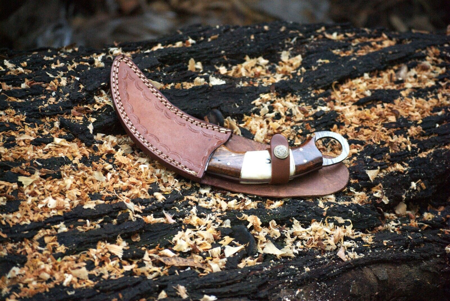 Handmade Damascus Karambit Knife Custom Best Karambit with Leather Sheath