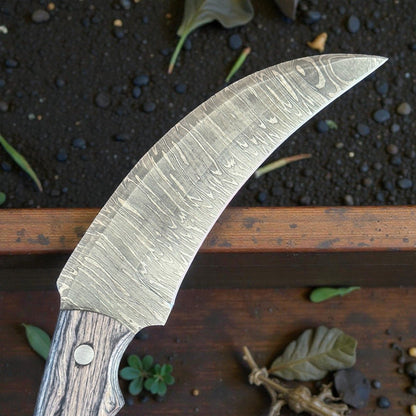 Best Damascus Karambit 9" Damascus Steel Karambit Hunting Knife With Wood Handle