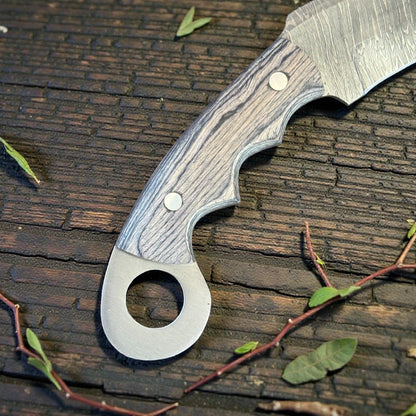 Best Damascus Karambit 9" Damascus Steel Karambit Hunting Knife With Wood Handle