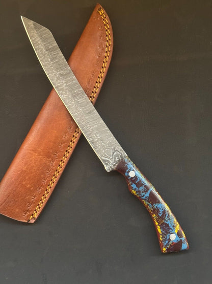 13" Damascus Fillet Knife  Damascus Steel Fillet Knife for Kitchen Use With Resin Handle