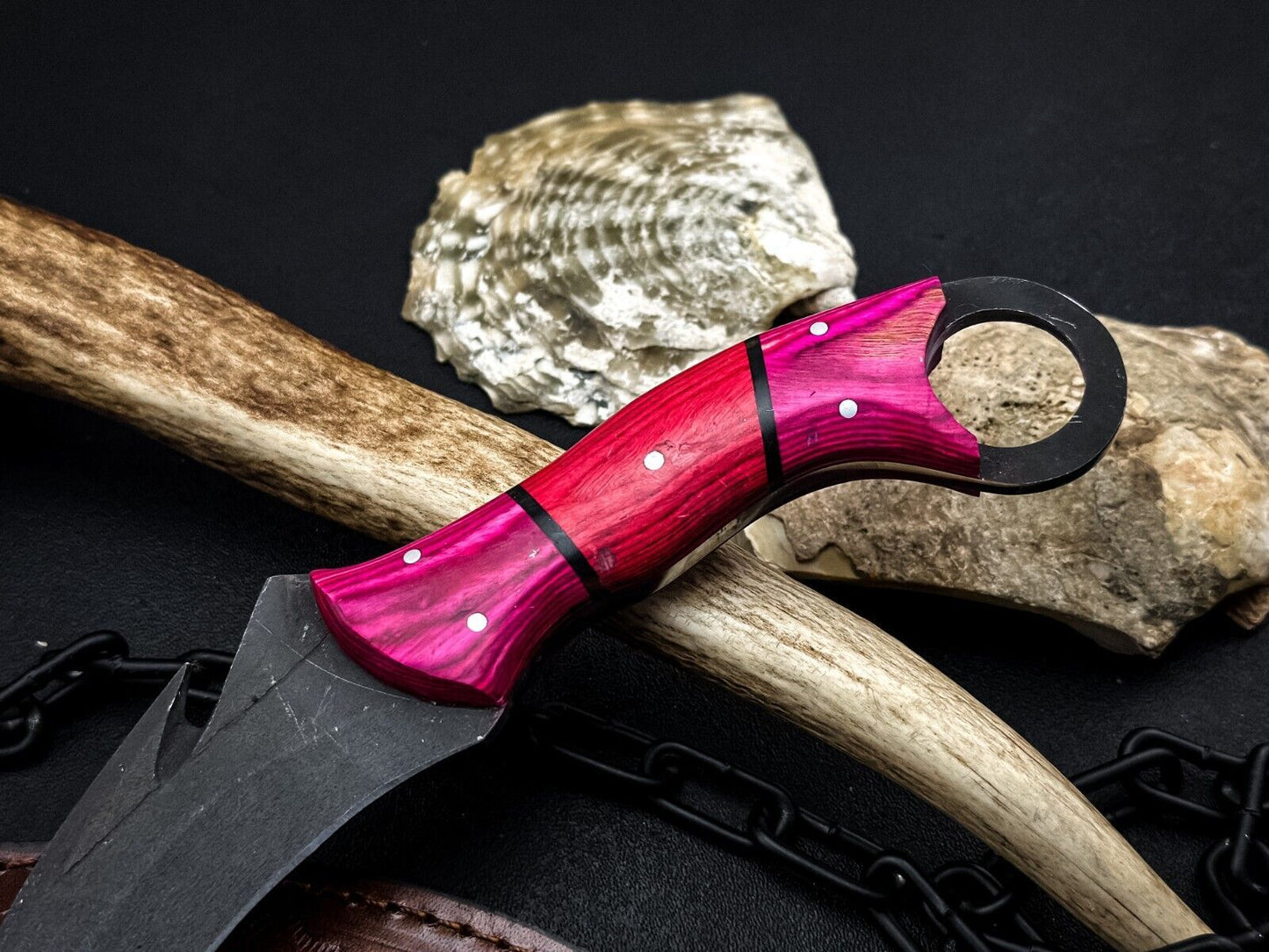 8" Handmade Best Karambit Carbon Steel Hunting Karambit Knife With Wood Handle