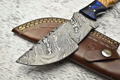 10.0" Handmade Damascus Steel Tracker Knife with Hard Wood Handle