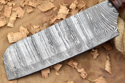 Custom Handmade Forged Damascus Steel 11" Kitchen Chef Knife with Rose Wood Handle