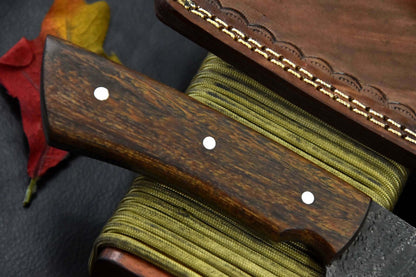 Custom Handmade Hammered Damascus Steel Chef Knife with Walnut Handle